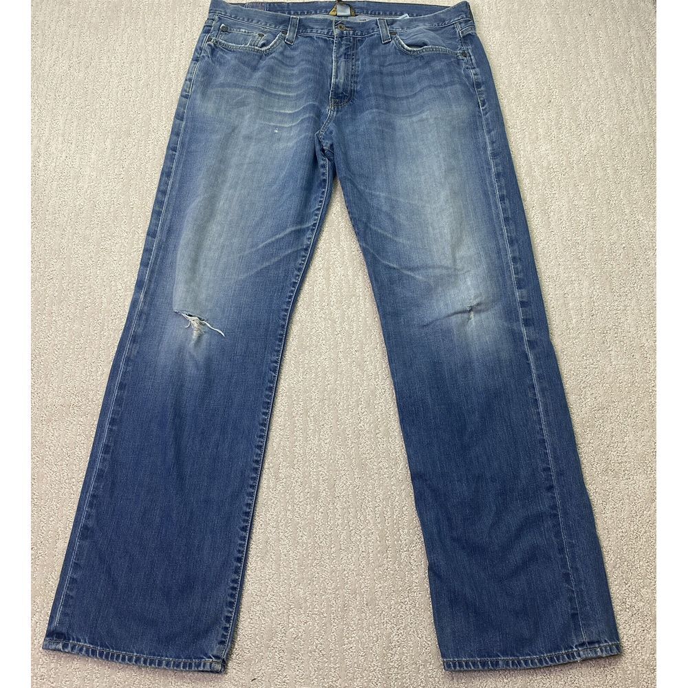 Lucky Brand Straight Long Inseam Men's Blue Denim Jeans Stretch Size 38